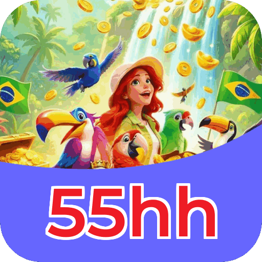 Interface do aplicativo 55hh mostrando jogos disponíveis no iOS e Android